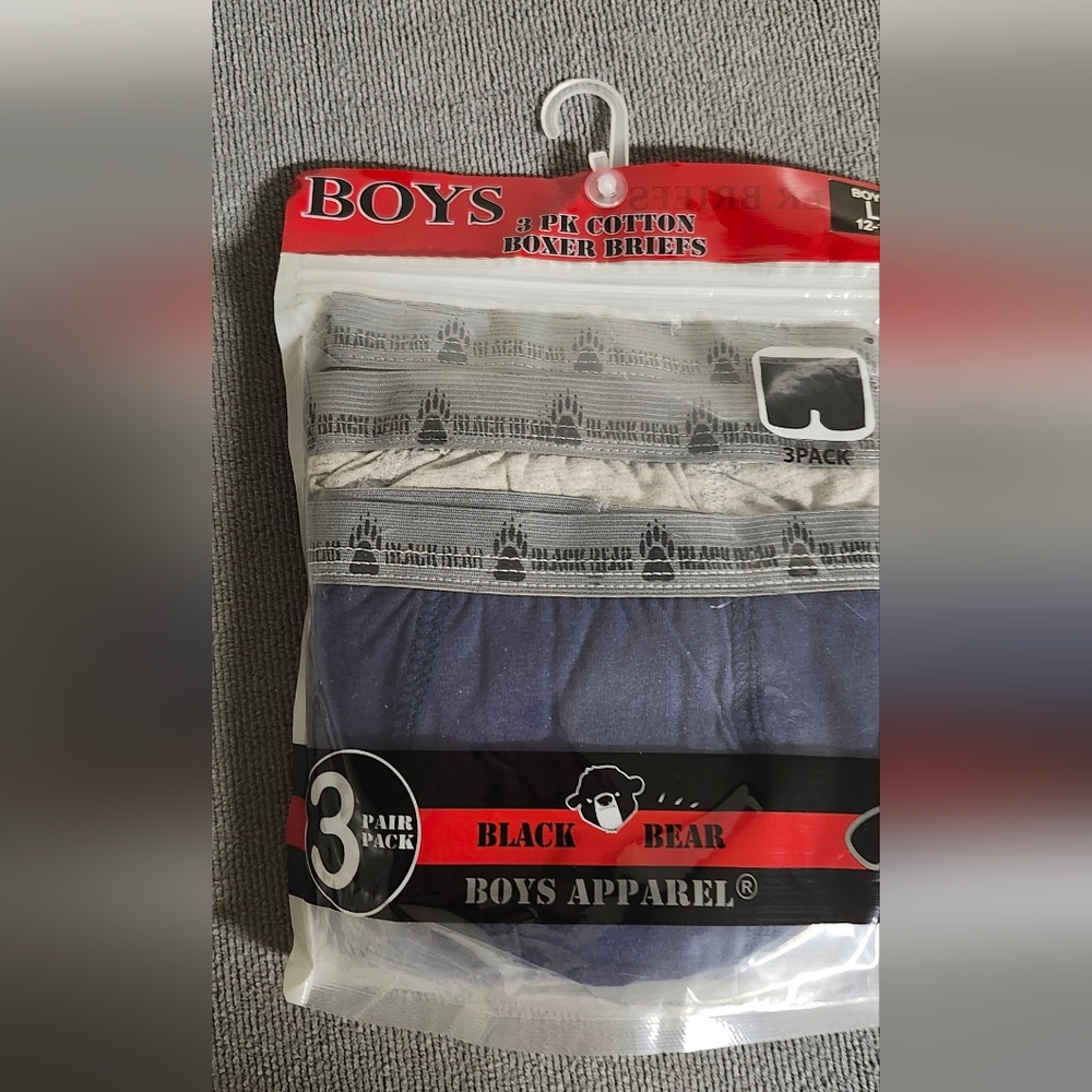 Black Bear Boys' Boxer Briefs 3-Pack - Gray and Blue